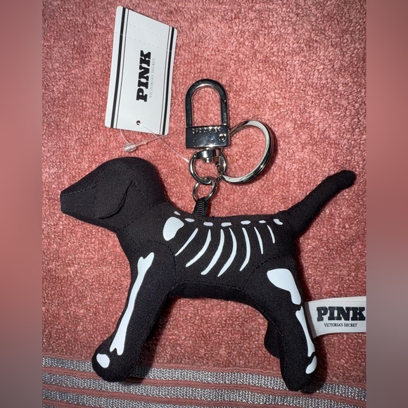 VS PINK HALLOWEEN SKELETON MICRO DOG KEYCHAIN (PRICE IS FIRM) - Picture 3 of 5